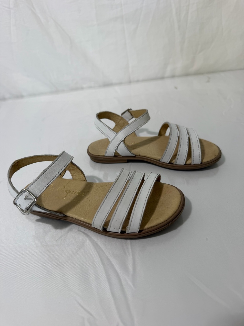 La Coqueta Sienna White Nappa Leather Sandals Girls Size 27 EU / US 10 - Picture 8 of 12